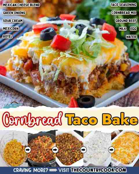 Cornbread Taco Bake is a cornbread base topped with seasoned ground beef, a creamy filling and toppe...
