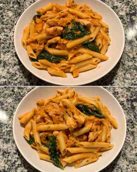 Sweet Potato Spinach Penne with Turkey Creamy Sweet Potato and Spinach Penne with Savory Ground Turk...