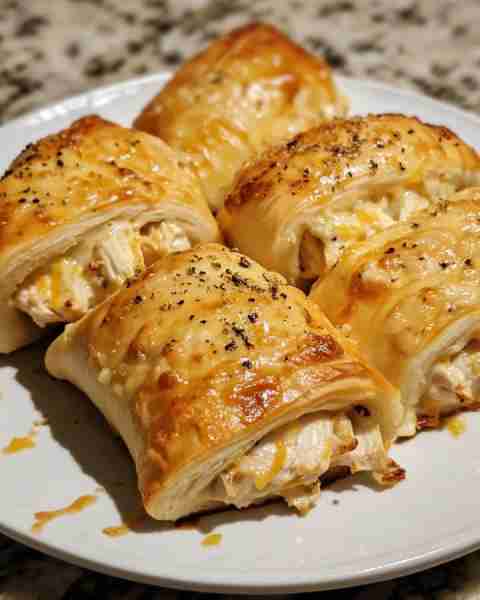 Creamy Chicken Stuffed Crescent Rolls Ingredients: 2 cups cooked chicken, shredded 1 cup cream chees...