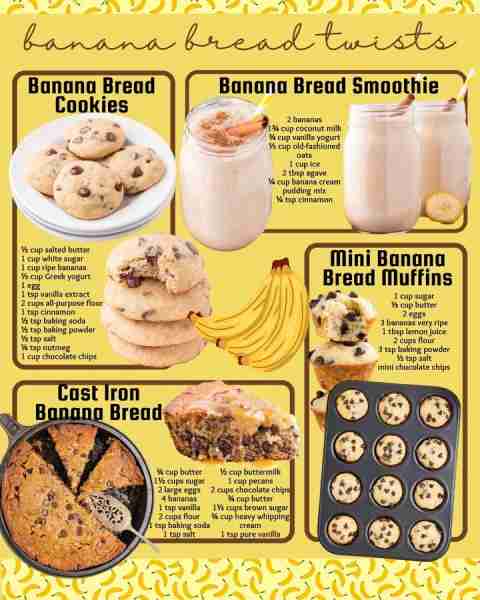 BANANA BREAD TWISTS! BANANA BREAD COOKIES: ½ cup salted butter 1 cup white sugar 1 cup ripe bananas...
