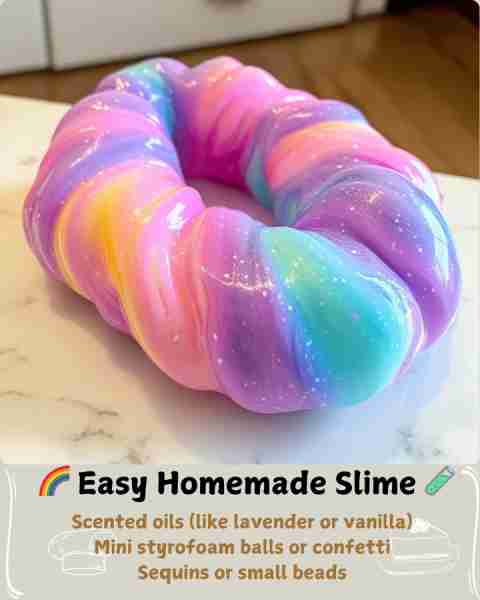 🌈 Easy Homemade Slime 🧪 🧪 Ingredients For the Basic Slime: 8 oz (1 cup) Elmer's white school glue...