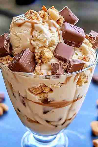 SNICKERS & REESE’S COOKIE DOUGH ICE CREAM EXTRAVAGANZA INGREDIENTS 2 cups heavy whipping cream (cold...