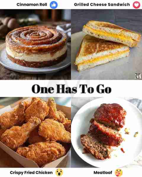 Meatloaf 🍖 Cinnamon Roll 🍥 Soft, sticky, and spiraled to perfection, the cinnamon roll is a warm h...