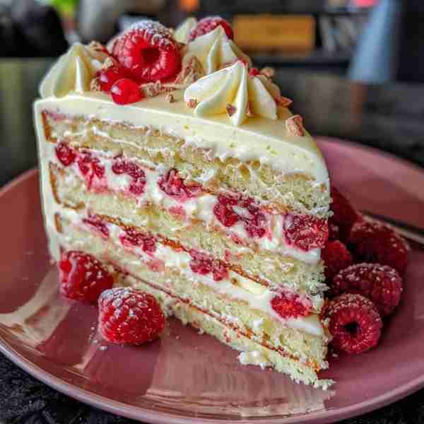 White Chocolate Raspberry Layer Cake 🍰🍫🍇 Ingredients: For the Cake: 2 1/2 cups all-purpose flour...