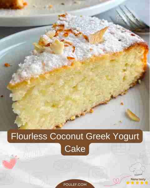 This Flourless Coconut Greek Yogurt Cake is soft, moist, and filled with tropical flavor—made with c...