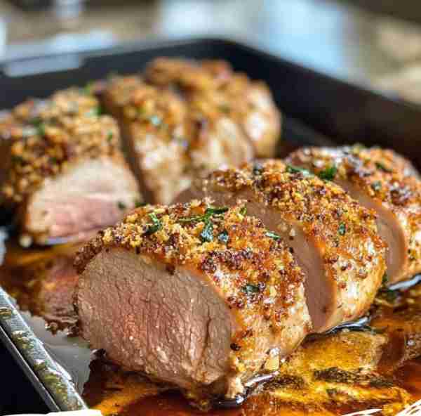 🐖 Garlic Herb-Crusted Pork Tenderloin 🧂 Ingredients: 1.5 to 2 lbs pork tenderloin 2 tbsp olive oil...