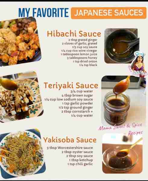 Top 3 Favorite Japanese Sauce Recipes! Hibachi Sauce 2 tbsp grated ginger 2 cloves of garlic, grated...