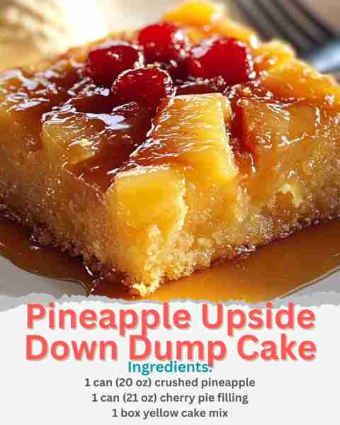 Pineapple Upside Down Dump Cake Ingredients: 1 can (20 oz) crushed pineapple, undrained 1 can (21 oz...