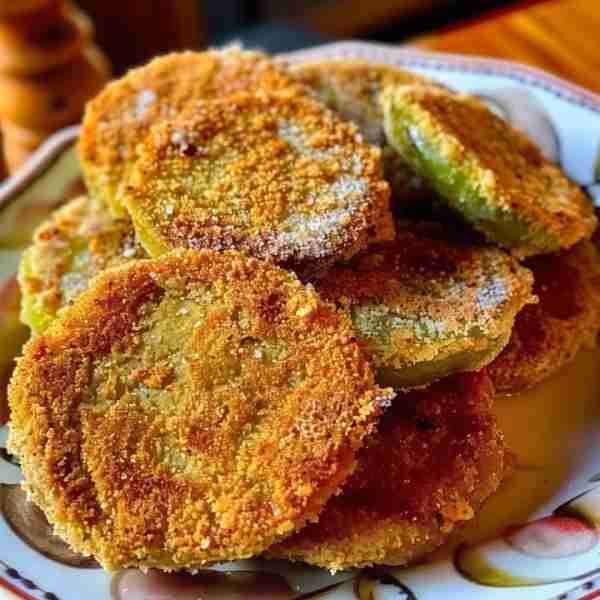 Fried green tomatoes 😋😍 Ingredients 4 large green tomatoes 2 eggs ½ cup milk 1 cup all-purpose flo...