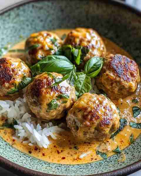 🌶️ Creamy Thai Basil Meatballs with Jasmine Rice 🍚 Prep Time: 20 min Cook Time: 25 min Servings: 4...