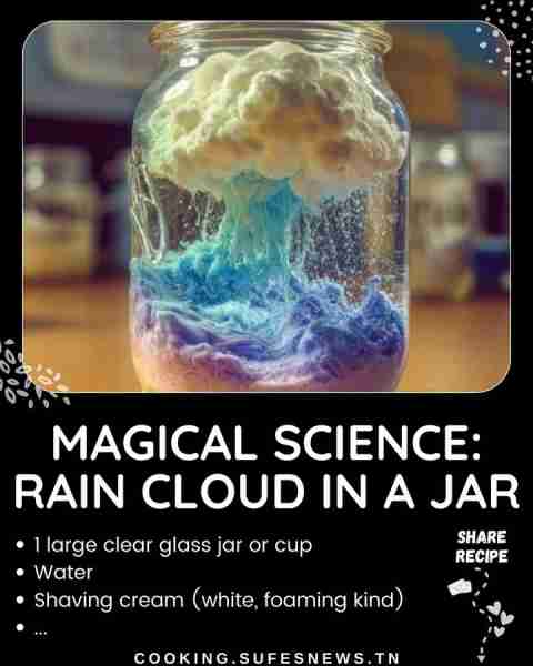 Magical Science: Rain Cloud in a Jar Supplies needed: * 1 large clear glass jar or cup (mason jar wo...