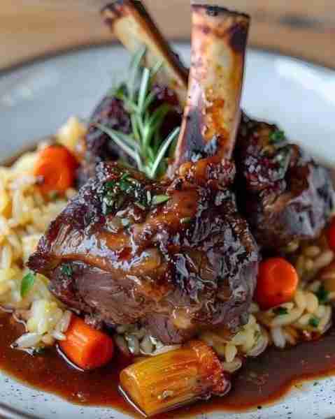 Rustic Braised Lamb Shanks with a Medley of Autumn Vegetables Ingredients: 4 lamb shanks Salt and fr...