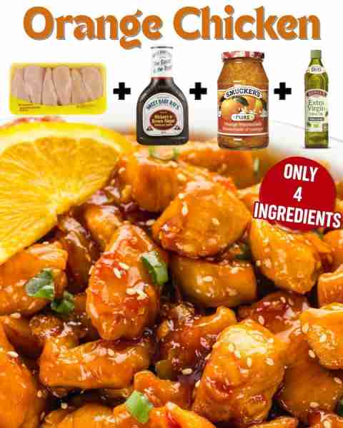 ORANGE CHICKEN 🍊 🍊 18 oz jar orange marmalade 🍊 ¾ cup barbecue sauce 🍊 2 lb chicken breast 🍊 3...