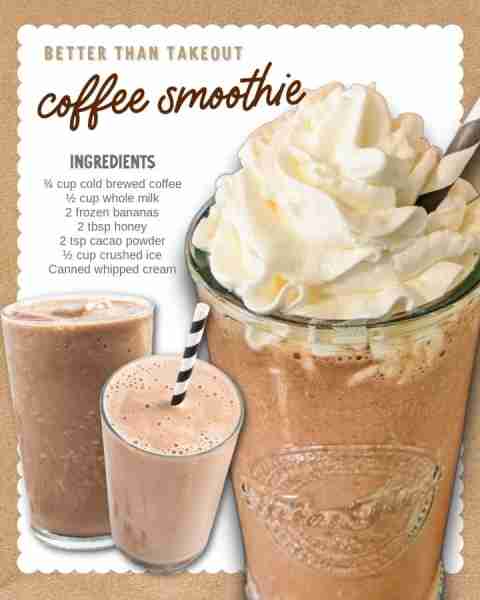 Coffee Smoothie ☕️🥤 Ingredients ¾ cup cold strong brewed coffee ½ cup whole milk, or almond milk 2...