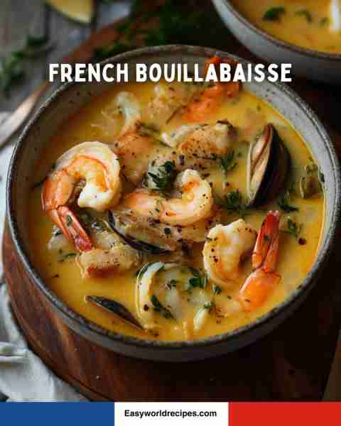 🍤 French Bouillabaisse - A fisherman’s feast from Marseille — shrimp, mussels, white fish, and herb...