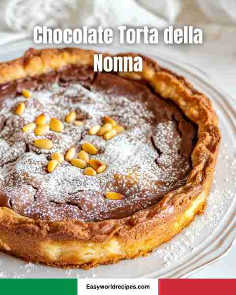 🇮🇹 Chocolate Torta della Nonna A rich Tuscan dessert filled with creamy ricotta and luscious chocola...