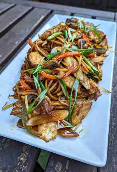 Extra Spicy Chicken and Mushroom Chow Mein For Tea by Derek P
