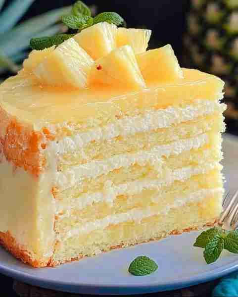 ☀️ 🏖🌟🌞 Tropical Pineapple Bliss Cake🍍🍰 Ingredients: 1/2 cup unsalted butter, softened 1 cup gran...
