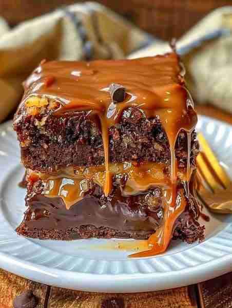 🍫🐢 Gooey Chocolate Caramel Turtle Cake Bars 🍫🐢 Ingredients: - 1 box chocolate cake mix - 1/2 cup...