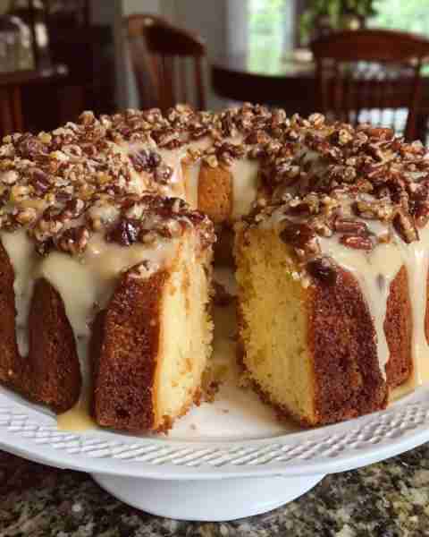 Butter Pecan Pound Cake Recipe Ingredients: Pound Cake: 1 cup unsalted butter, softened 2 cups granu...