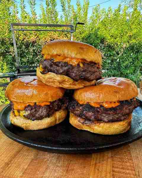 Thick grilled burgers