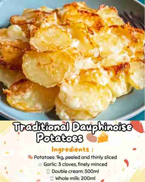 Traditional Dauphinoise Potatoes 🥔🧀 A rich and comforting French classic—thin potato slices slow-b...