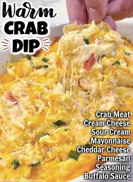 Full Recipe 👇 HOT CHEESY CRAB DIP - So Easy & Delicious that will be a hit at any party! 🦀😍 A sli...