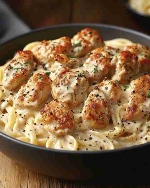🔥 Crispy Chicken Alfredo Spaghetti Bowl 🧄🍝🍗 Prep Time: Moderate Cooking Time: Moderate Servings:...