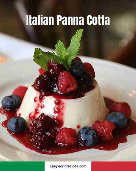 🍮 Italian Panna Cotta 🇮🇹🍓 Creamy, dreamy, and topped with juicy berries—pure Italian elegance! ✨...