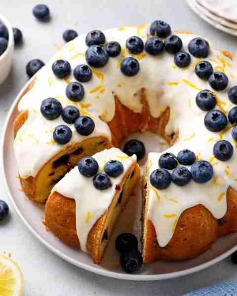 🫐🍋Lemon Blueberry Bundt Cake with thick Lemon Glaze.🫐🍋