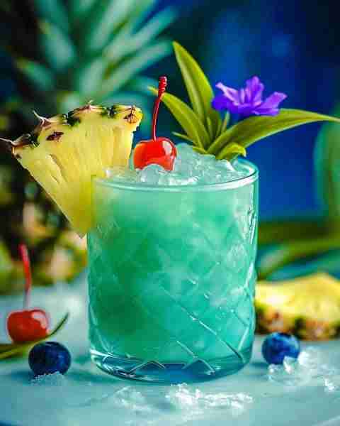 🌴🍹 Caribbean Breeze Cocktail 🍹🌴 Ingredients: 2 oz coconut rum 1 oz blue curaçao 2 oz pineapple j...