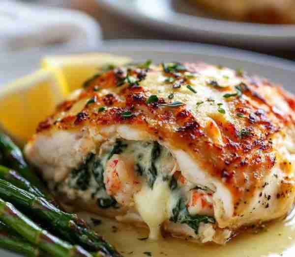 Stuffed fish fillet with creamy 4 white fish fillets (cod, haddock, or halibut), skin removed Salt a...