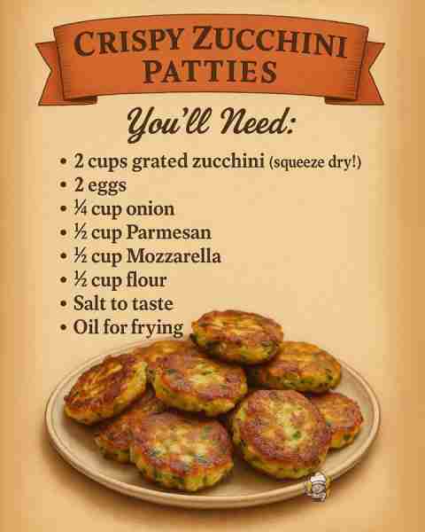 🥒 Crispy Zucchini Patties — Golden, cheesy, and GONE in minutes! I made these last night and even t...
