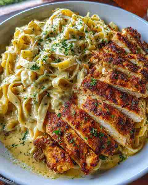 Creamy Cajun Chicken Fettuccine Alfredo Skillet Ingredients: 2 boneless, skinless chicken breasts, c...