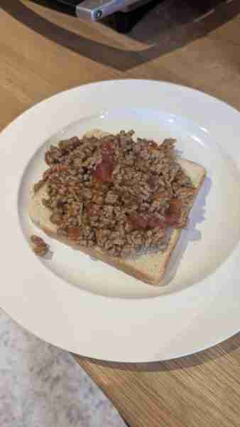 Mince on toast, the English staple by Peter