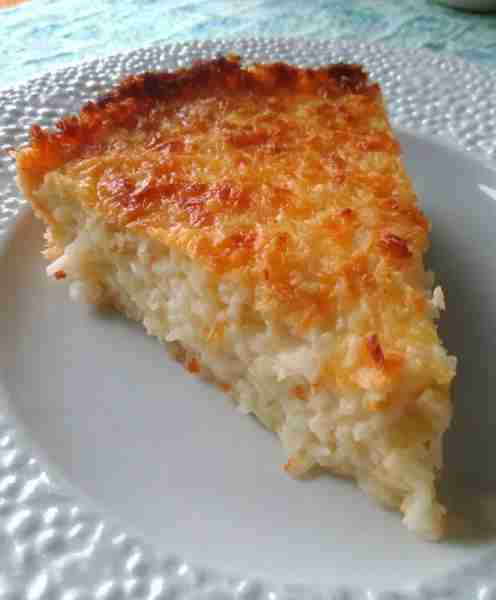 All the ingredients are mixed together and poured into a pie tin, but when it cooks it forms its own...
