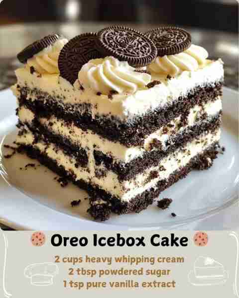 🍪 Oreo Icebox Cake 🍪 Ingredients (Makes 1 (8-inch) cake | Serves 12) 32 regular Oreo cookies 3 add...