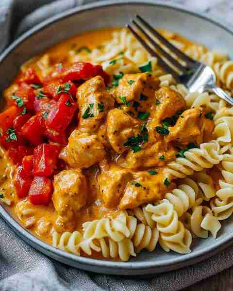 Creamy Paprika Chicken Pasta Bowl 🍝🔥 Prep Time: Simple & quick Cook Time: Comfort in minutes Servi...