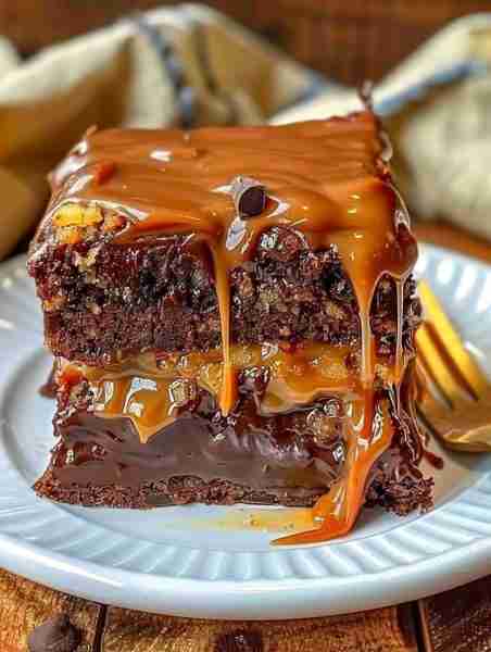 🍫🐢 Gooey Chocolate Caramel Turtle Cake Bars 🍫 Ingredients: - 1 box chocolate cake mix - 1/2 cup u...