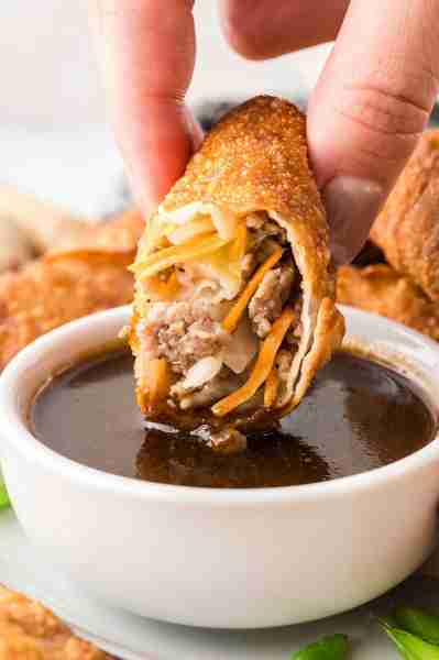 Egg Roll Dipping Sauce: ▢3 tablespoons soy sauce ▢3 tablespoons rice vinegar ▢2 tablespoons brown su...