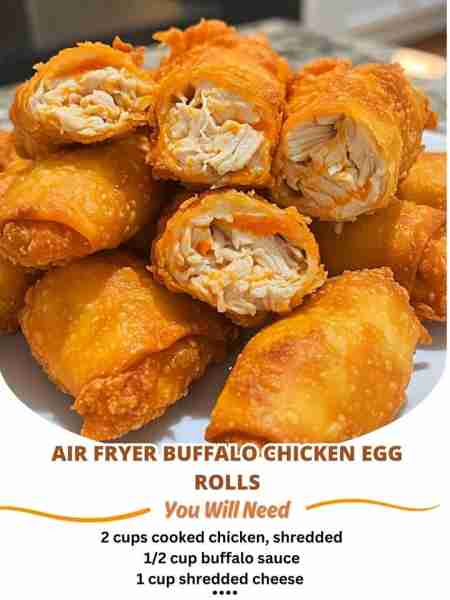 Ingredients: - 1 pound shredded cooked chicken - 1 cup buffalo sauce - 1 cup shredded cheddar che...