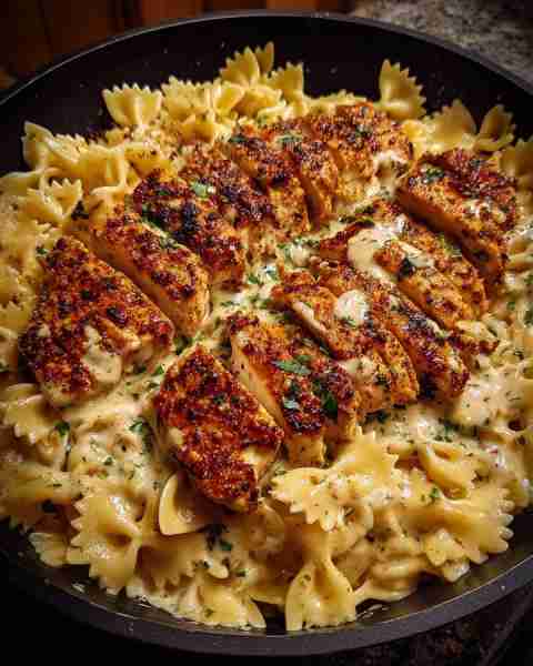 Creamy Cajun Chicken Bowtie Pasta Skillet Ingredients: 2 boneless, skinless chicken breasts, sliced...