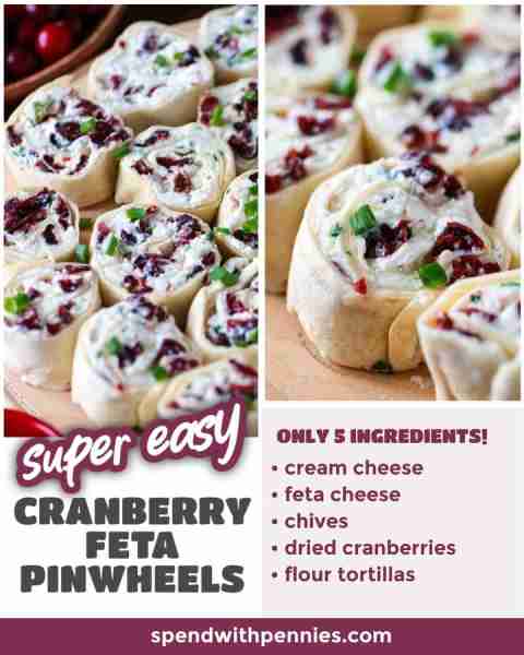 Cranberry Feta Pinwheels are the perfect make ahead holiday snack or appetizer. A creamy filling wit...