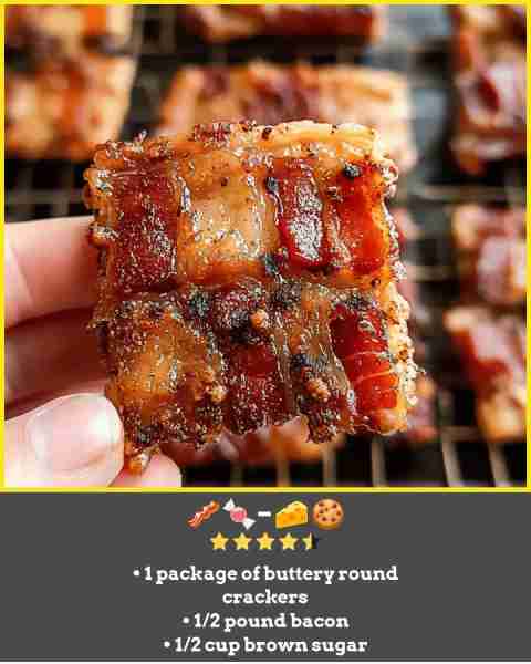 🥓🍬 Candied Bacon Crackers 🍬🥓 Ingredients: 12 strips of bacon 1 cup brown sugar 1 package (ap...