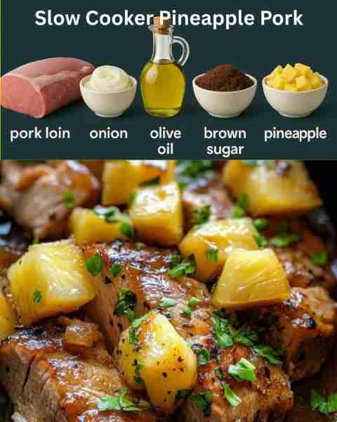 Slow Cooker Pineapple Pork Loin Recipe Recipe below👇💬