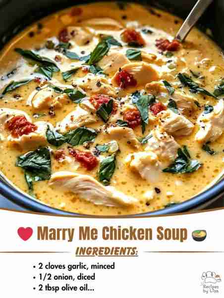 🍲❤️ Marry Me Chicken Soup – So Good, It Might Just Spark a Proposal! 📝 Ingredients: 2 tbsp olive...