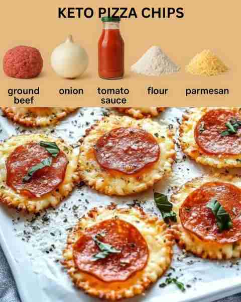 KETO PIZZA CHIPS Recipe below👇💬
