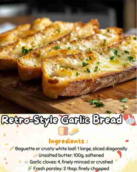 Retro-Style Garlic Bread 🧄🍞🧈 A golden oldie that never goes out of style! This retro garlic bread...