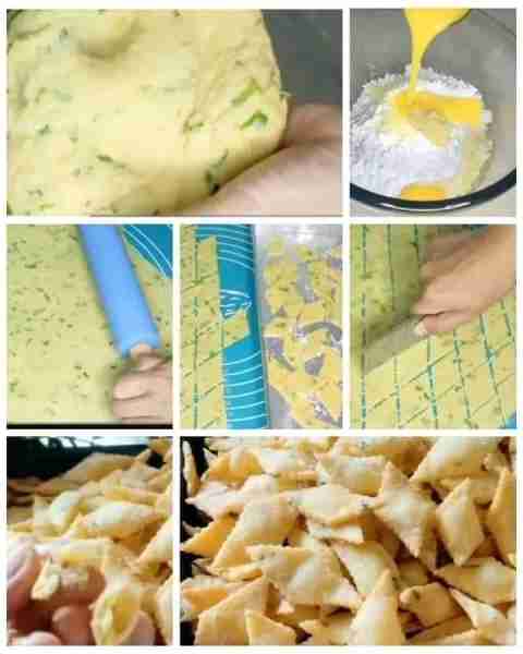 Resep Kue Bawang Bahan : 300 gr tepung terigu 80 gr tepung tapioka ½ sdt garam 1 sdt kaldu bubuk 4...