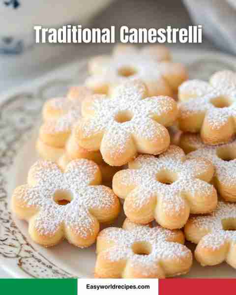🍪 Traditional Canestrelli 🇮🇹🌼 Delicate, buttery cookies dusted with powdered sugar—perfect with es...